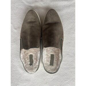 Vince Shoes Womens 9.5 Verrell Suede Shearling Mules Olive Slip on Sneakers